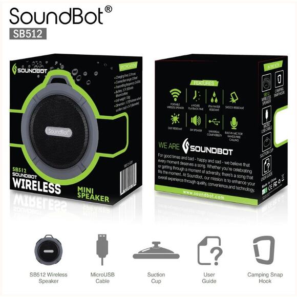 NWT SoundBot SB512 Gray Wireless Mini Water & Shock Resistant Speaker - Picture 10 of 10